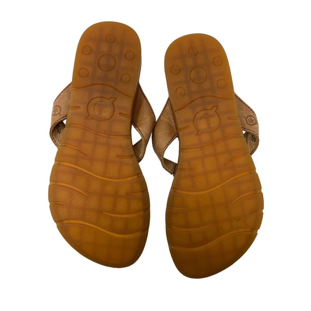 Born sandals 7 womens amelie leather thongs natural brown flip flop shoes - Picture 4 of 8
